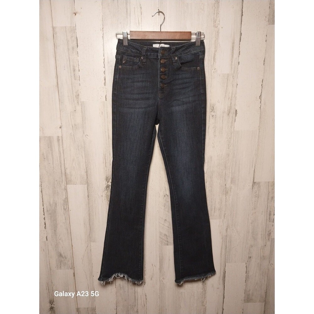 Kancan Dark Wash Bootcut Jeans Size 26 Raw Hem